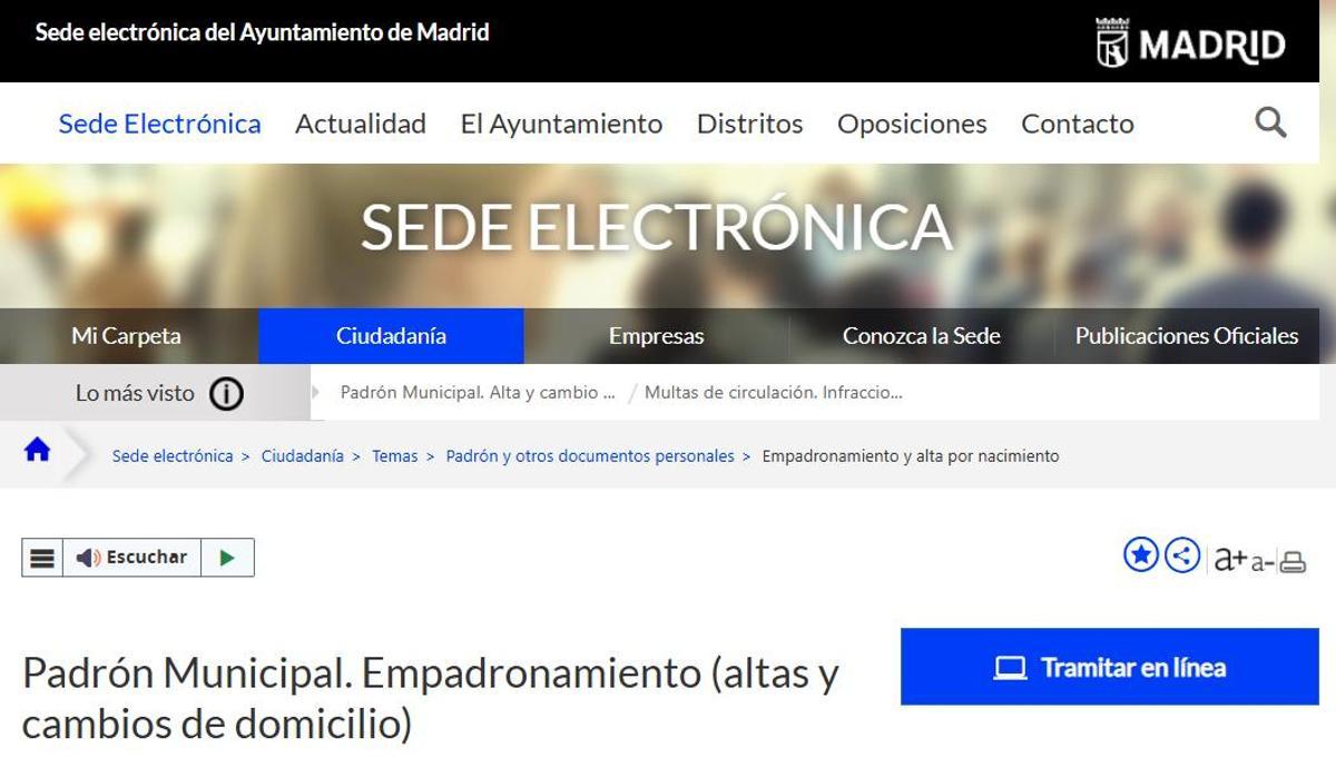 El trámite podrá realizarse online a través de la Sede Electrónica de la Comunidad de Madrid