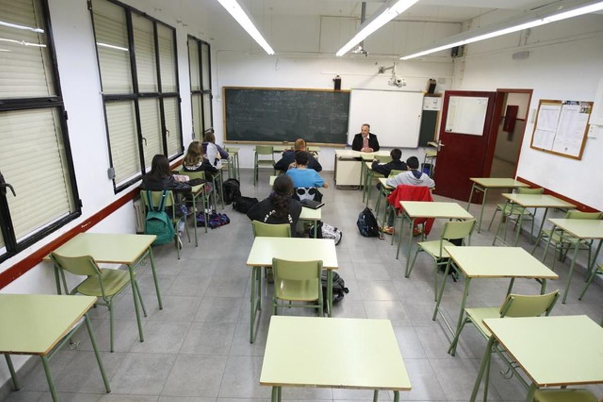 Imagen de un aula en el Institut Anna Gironella (Llars Mundet), este miércoles.