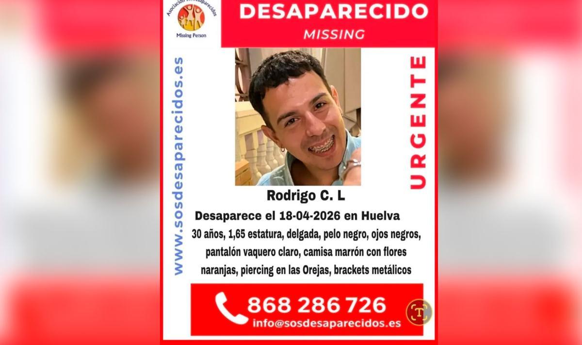 Imagen de la alerta de la desaparición.