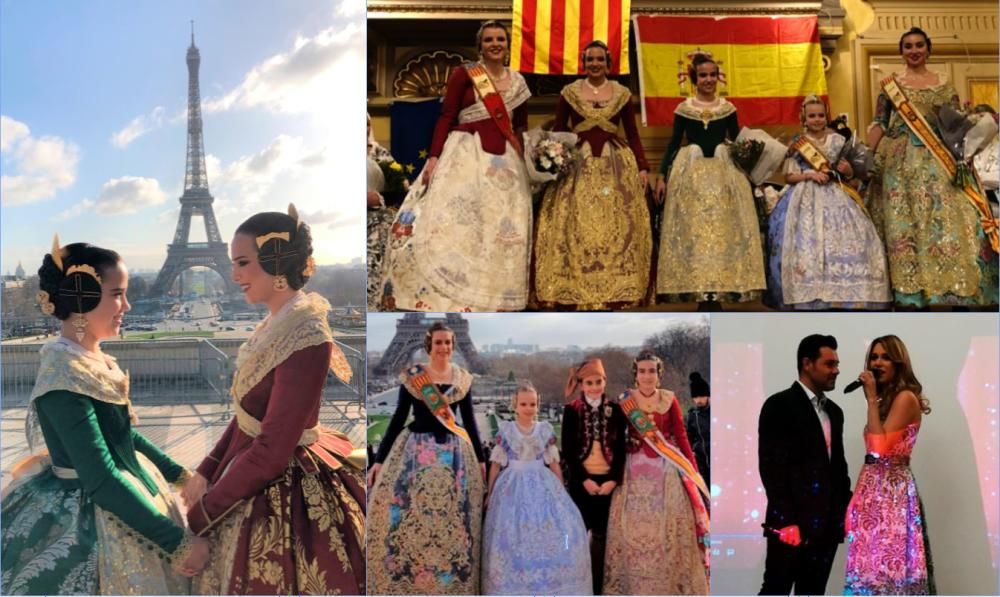 Marina y Sara, en la fiesta fallera de París.