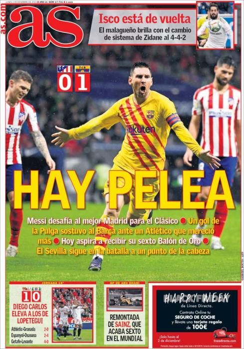 Las portadas deportivas de el 02-12-19