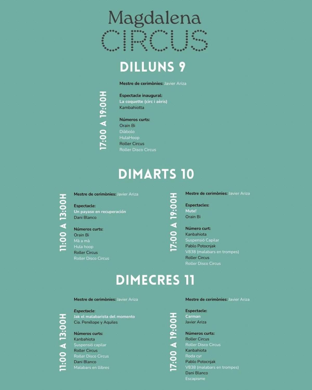 Programación completa de Magdalena Circus 2026.