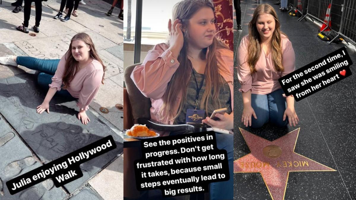 Diferentes Instagram Stories de Fia Johansson en las que explica el día a día de Julia Faustyna en Los Ángeles.