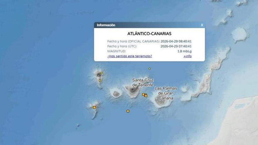 Registrado un nuevo terremoto en Canarias durante la mañana de este 29 de abril