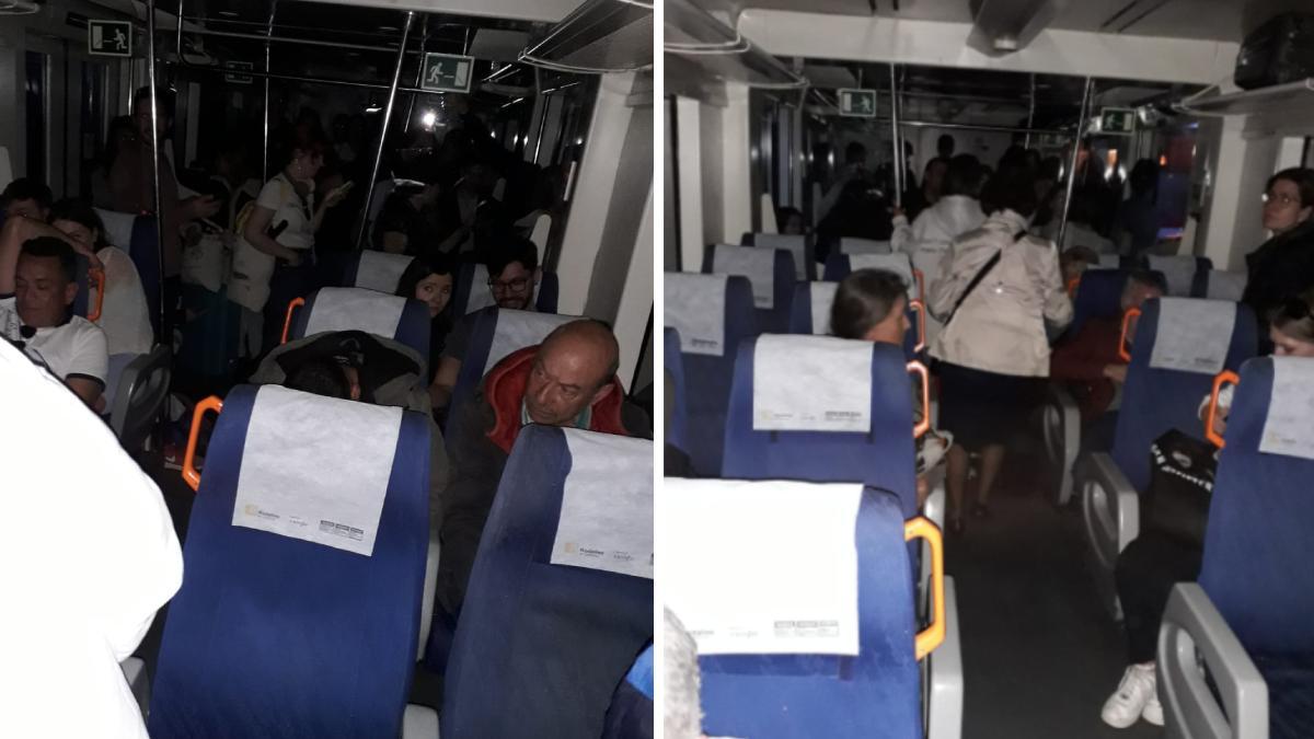 Desenes de passatgers atrapats en un tren de Rodalies frenat per un con a la província de Barcelona