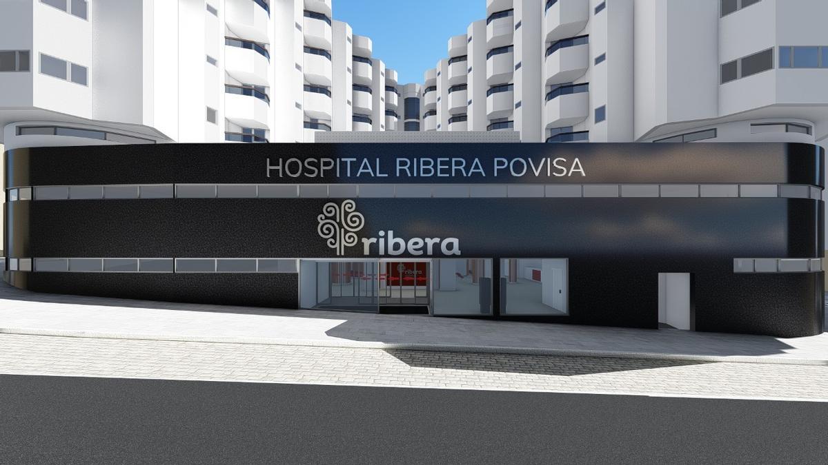 Imagen de la futura fachada principal del hospital. // FdV