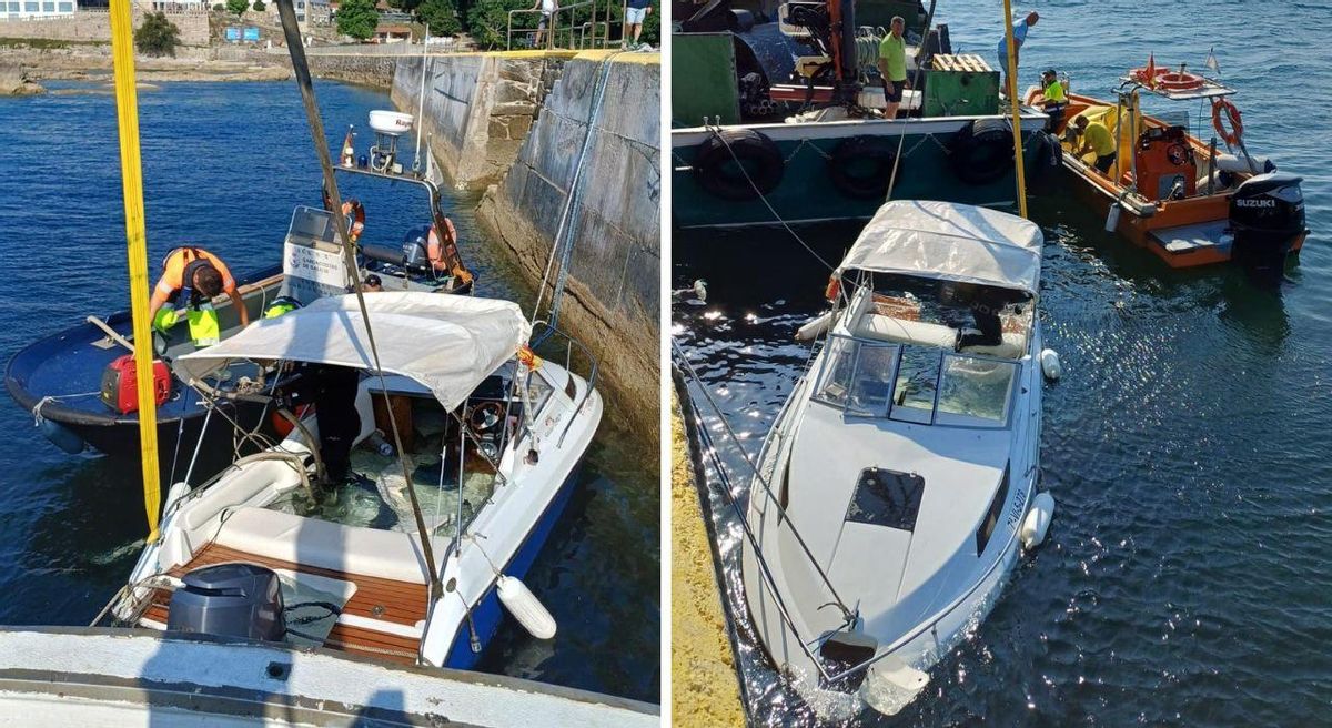 Trabajos para reflotar el barco esta mañana