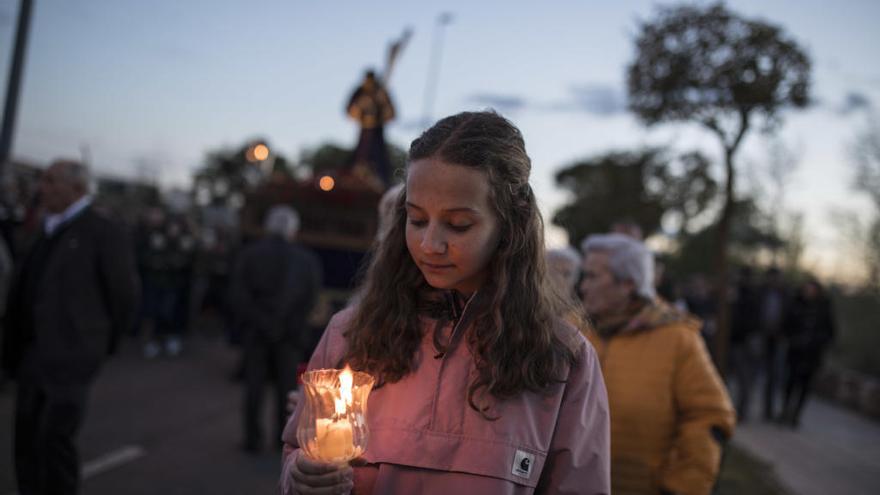 Yaiza, ayer durante el traslado del Nazareno en el inicio de la Semana Santa de Zamora 2019.