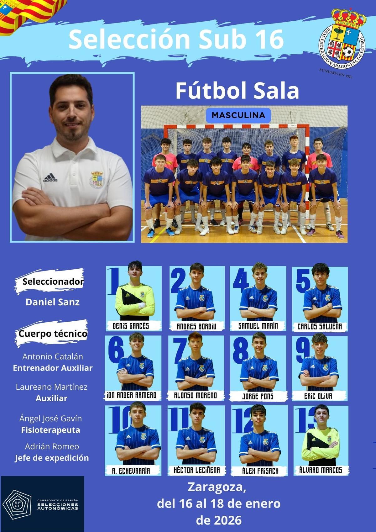 Convocatoria de la selección aragonesa de fútbol sub-16.