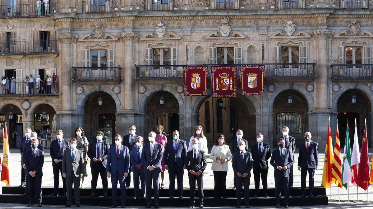 Foto de familia de la cumbre de presidentes en Salamanca