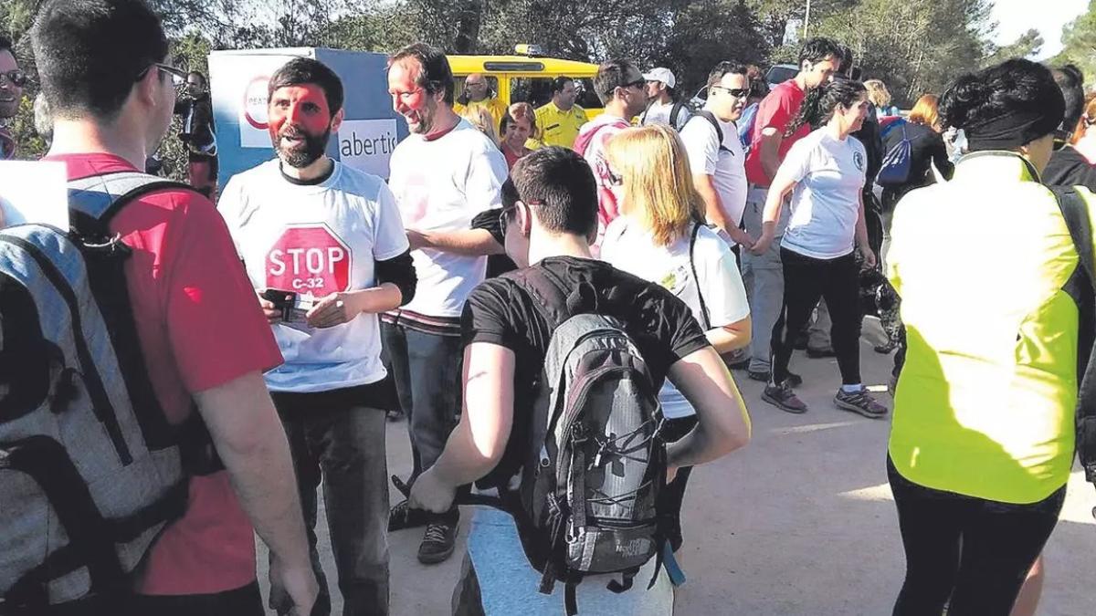 Una protesta de la plataforma Aturem la C-32, en una imatge d’arxiu.