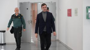 David Sánchez justo después de declarar ante los juzgados en Badajoz, este viernes.