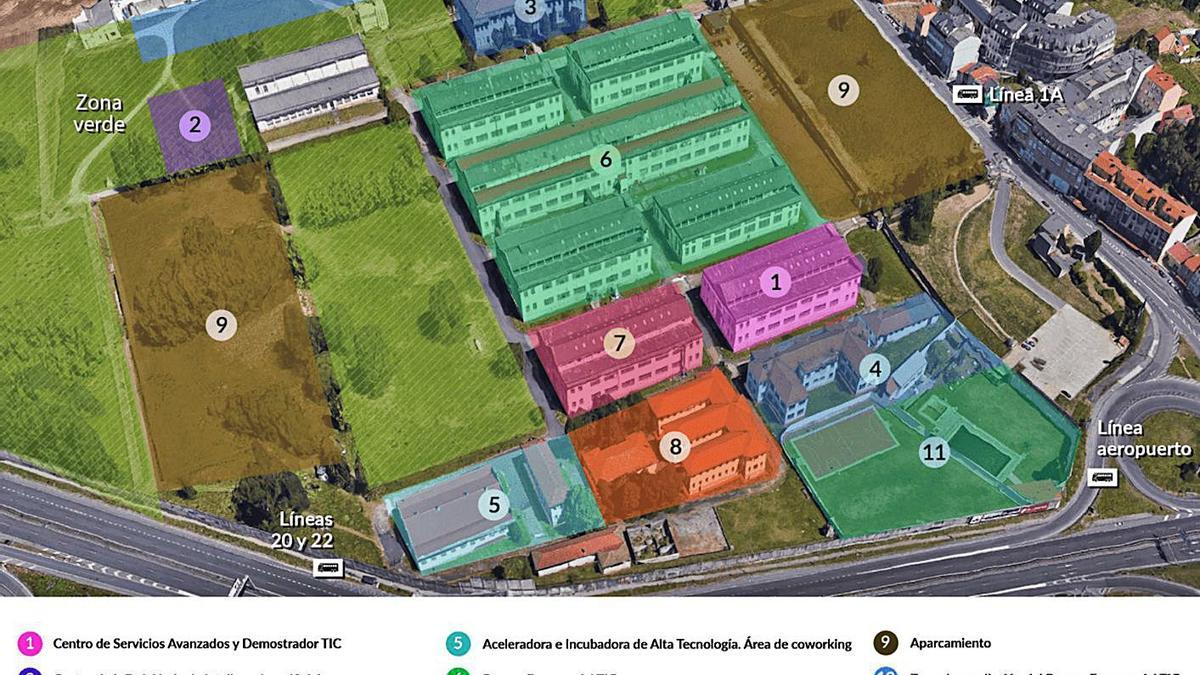 Plano del diseño que tendrá la Ciudad de las TIC en los terrenos de la fábrica de armas. |   // LA OPINIÓN