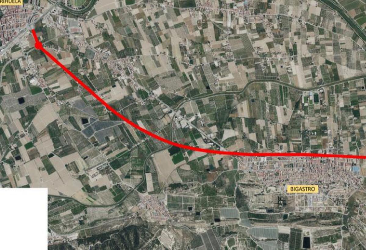 Trazado propuesto entre Orihuela y Bigastro de la CV-95 desdoblada