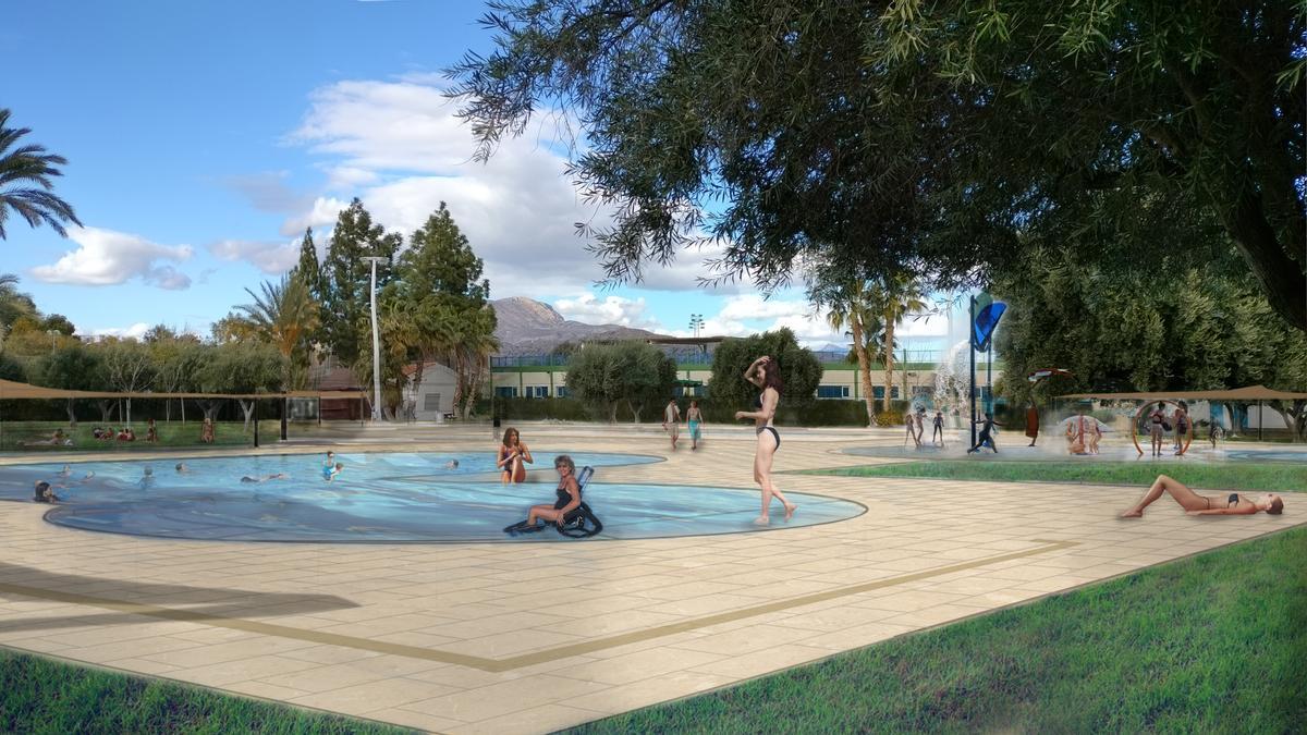 La simulación del proyecto de remodelación de las piscinas municipales de Novelda.