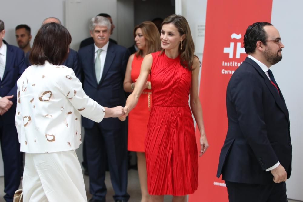 La Reina Letizia visita Málaga para presidir el encuentro de directores del Instituto Cervantes.