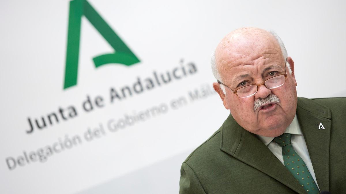 Comparecencia del consejero de Salud y Familias de la Junta de Andalucía, Jesús Aguirre, este lunes.