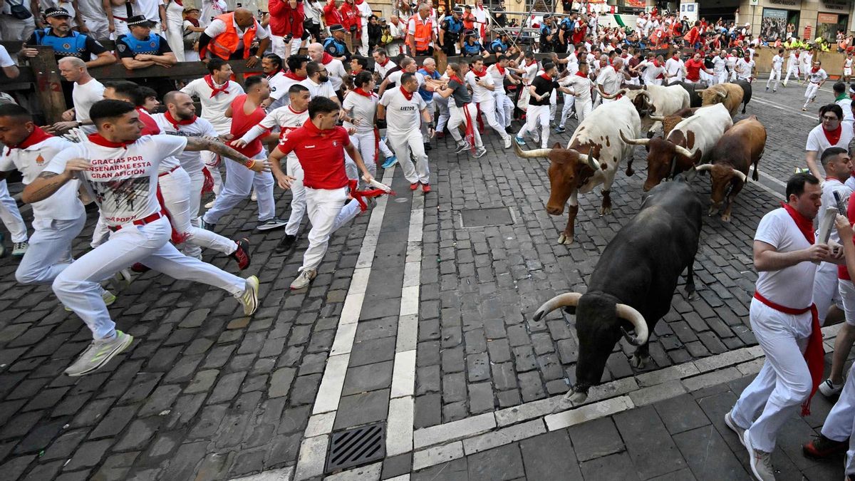 Quinto encierro de San Fermín con toros de Jandilla