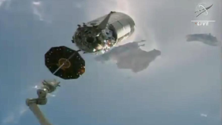 Baleares desde la Estación Espacial Internacional durante el despegue de la nave Cygnus