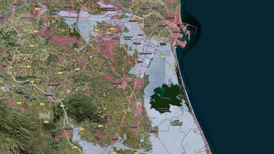 La zona inundada supera cuatro veces la superficie de la ciudad de València