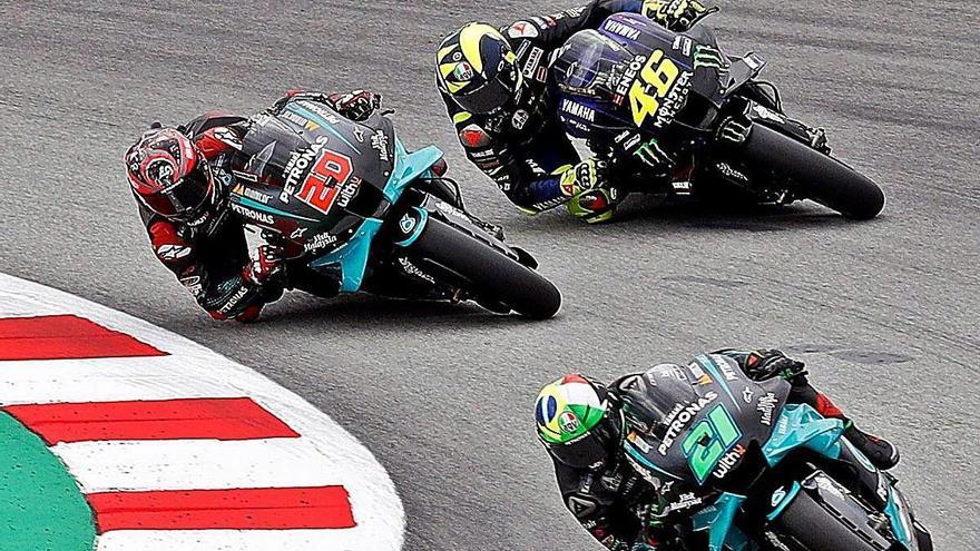 Morbidelli, Quartararo i Rossi, en la cursa d&#039;ahir a Montmeló