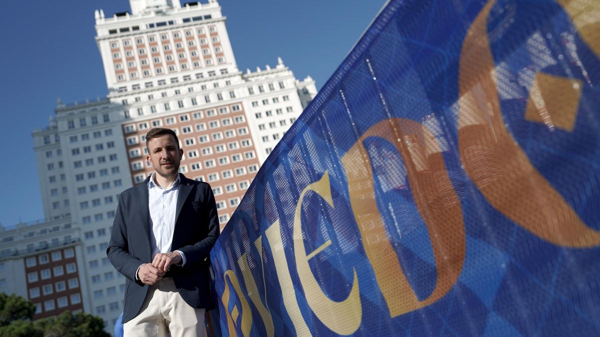 Agustín Lleida, en la Plaza de España de Madrid.