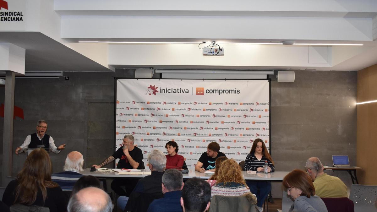 Un instante de la Mesa Nacional de Iniciativa-Compromís celebrada esta mañana en València.