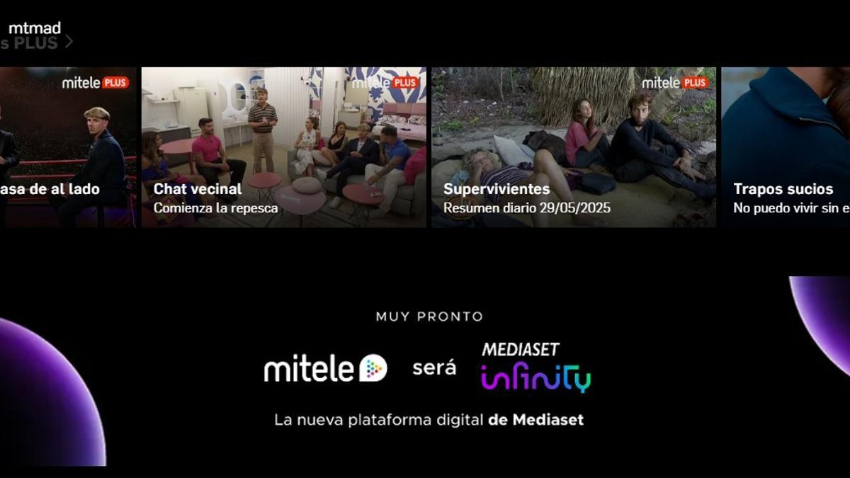 Imagen de la web de Mitele