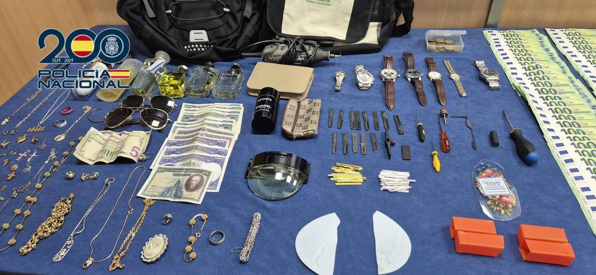Efectos incautados a la banda giorgiana que robaba en domicilios de València