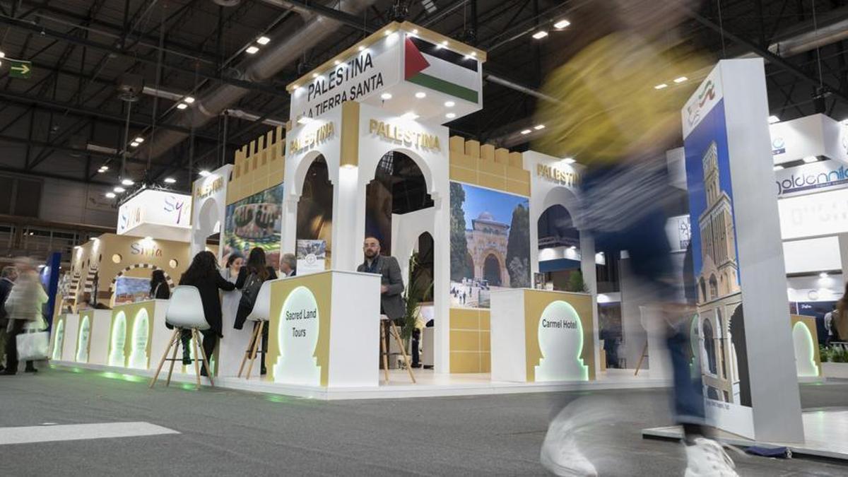 Vista de estand de Palestina en la Feria Internacional de Turismo FITUR, este jueves en Madrid.
