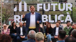 El presidente de ERC, Oriol Junqueras, interviene en un acto del partido en Hospitalet de Llobregat 