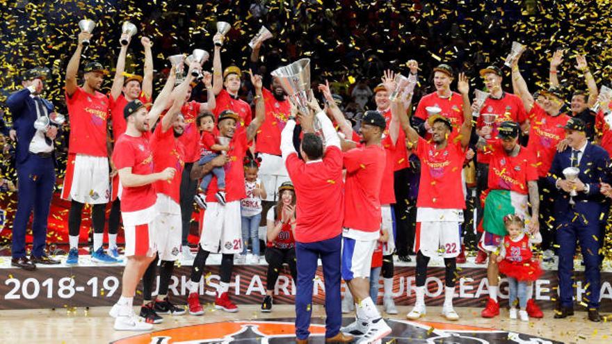 Celebración del CSKA Moscú en Vitoria