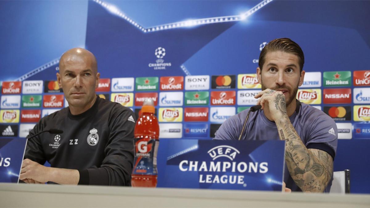 Zinedine Zidane y Sergio Ramos, entrenador y capitán del Real Madrid, respectivamente