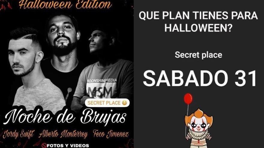 Cartel de promoción de una fiesta de Halloween ilegal en Gáldar