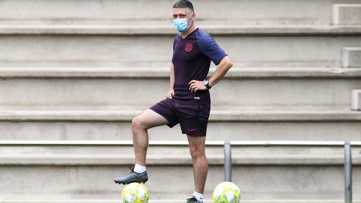 García Pimienta, en una imagen del entrenamiento de este miércoles