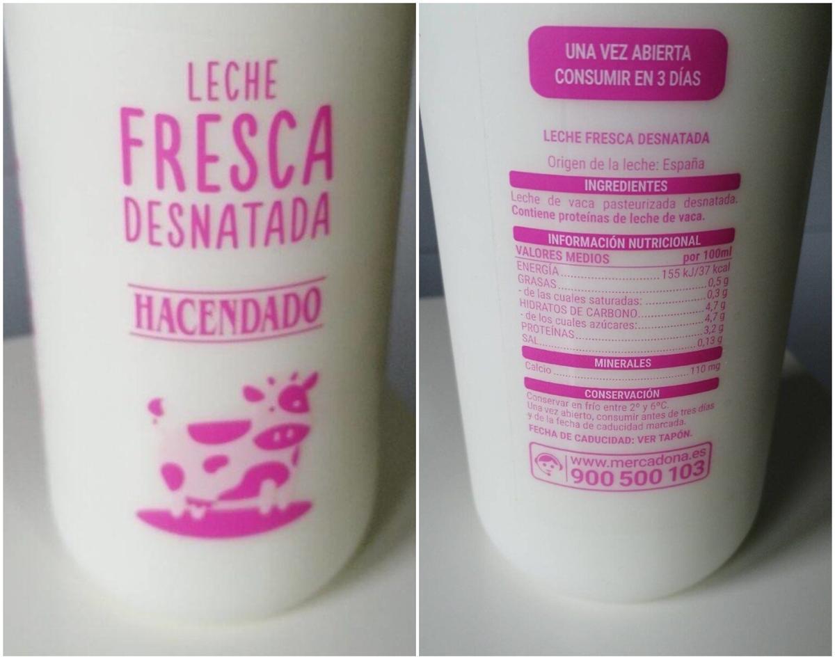 La leche fresca desnatada ha dejado de venderse en los supermercados de Mercadona y en la web de venta online