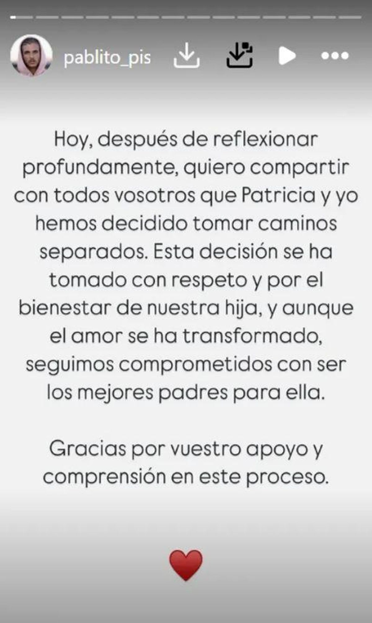 Pablo Pisa se confiesa sobre su ruptura