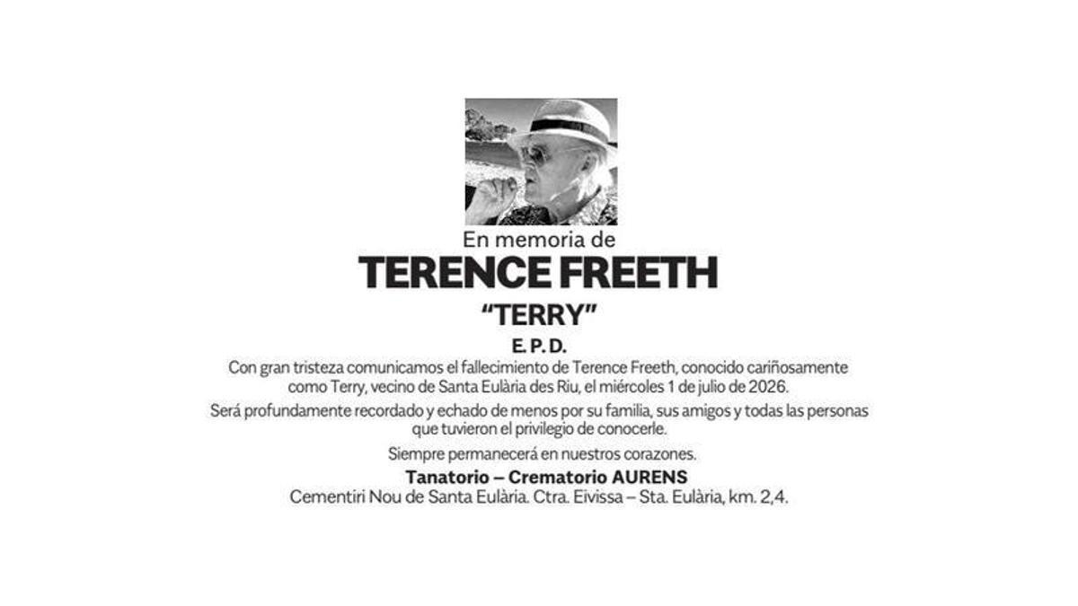 Esquela Terence Freeth "Terry"