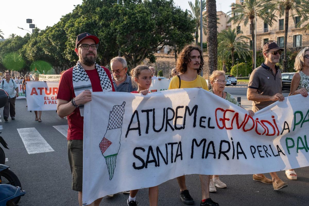 Manifestación en apoyo a Gaza y al pueblo palestino en Palma el viernes 31 de julio de 2026.