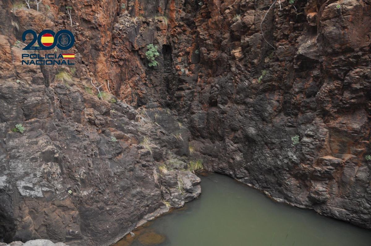 Charca del barranco de El Berriel donde se localizó el cadáver