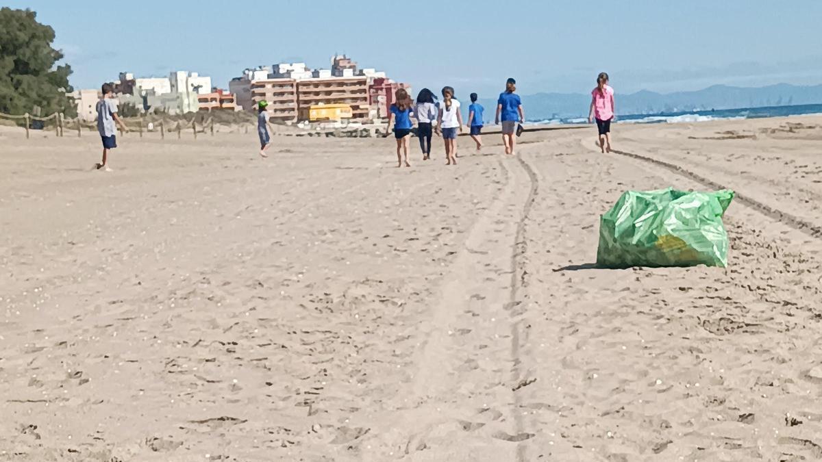 Limpieza escolar de la playa del municipio