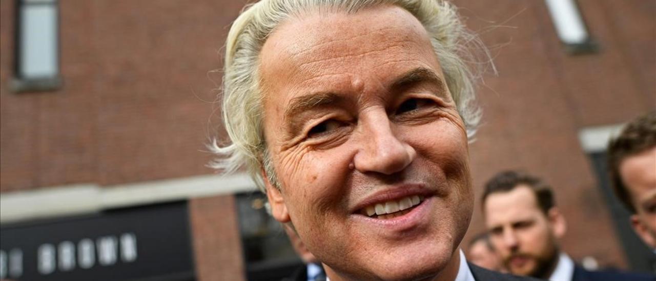 Geert wilders en un acto electoral esta semana en la localidad de Heerlan