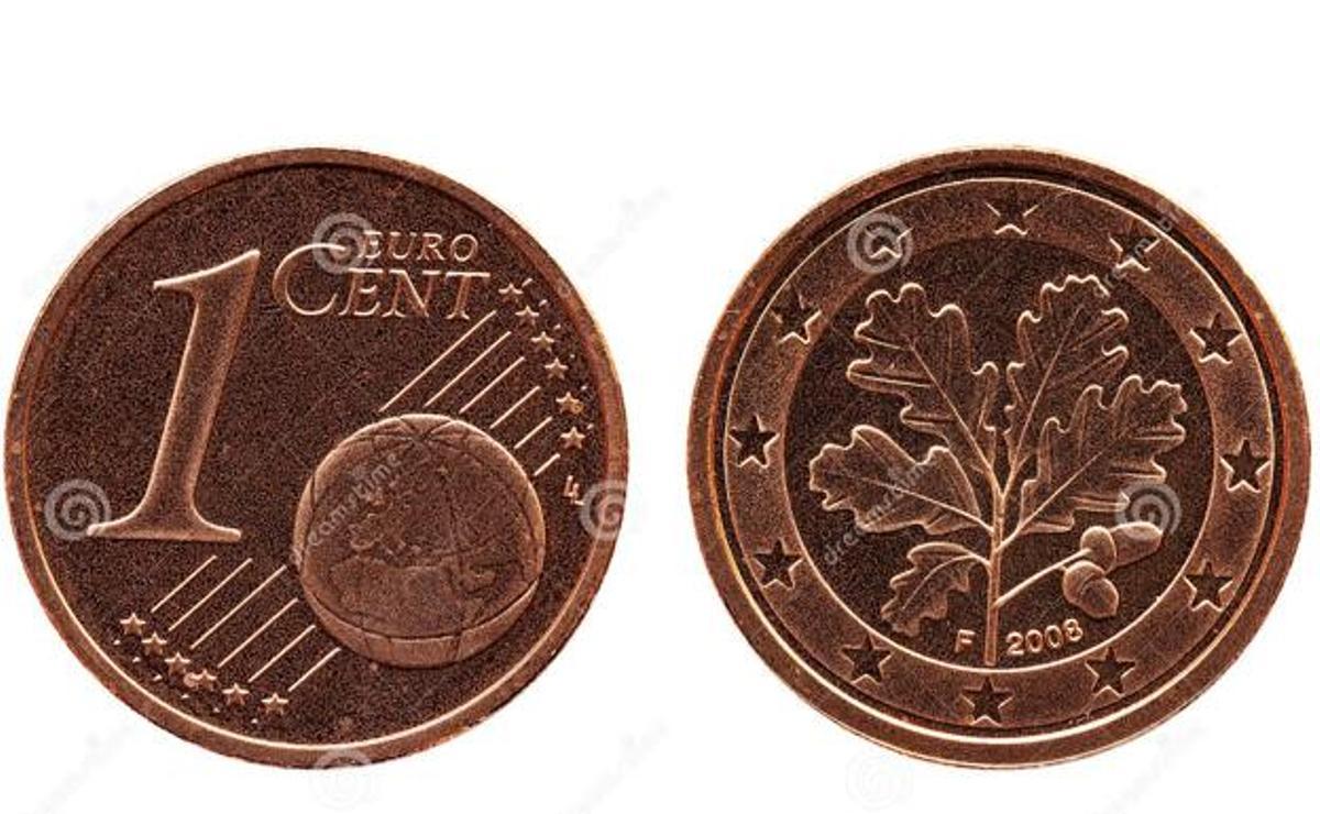 Moneda de céntimo alemana con roble dibujado en la cara delantera