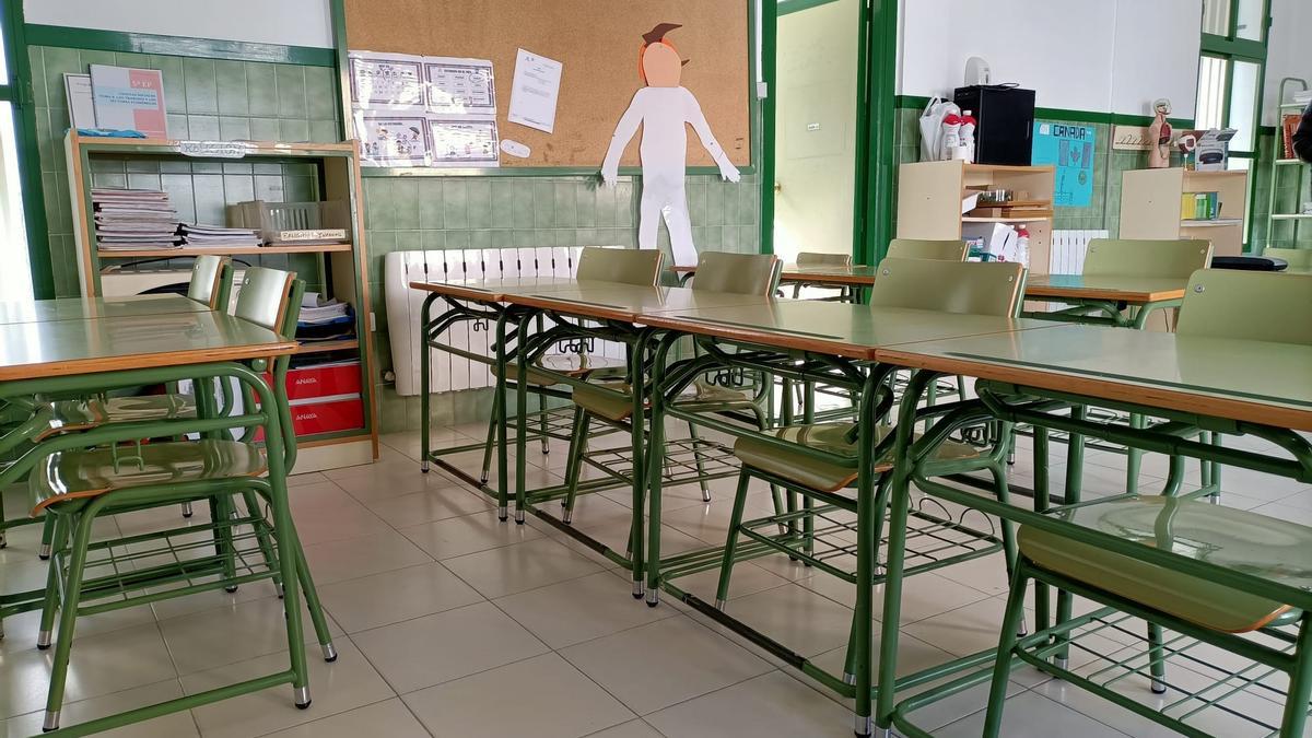 Un aula de un colegio en una imagen de archivo