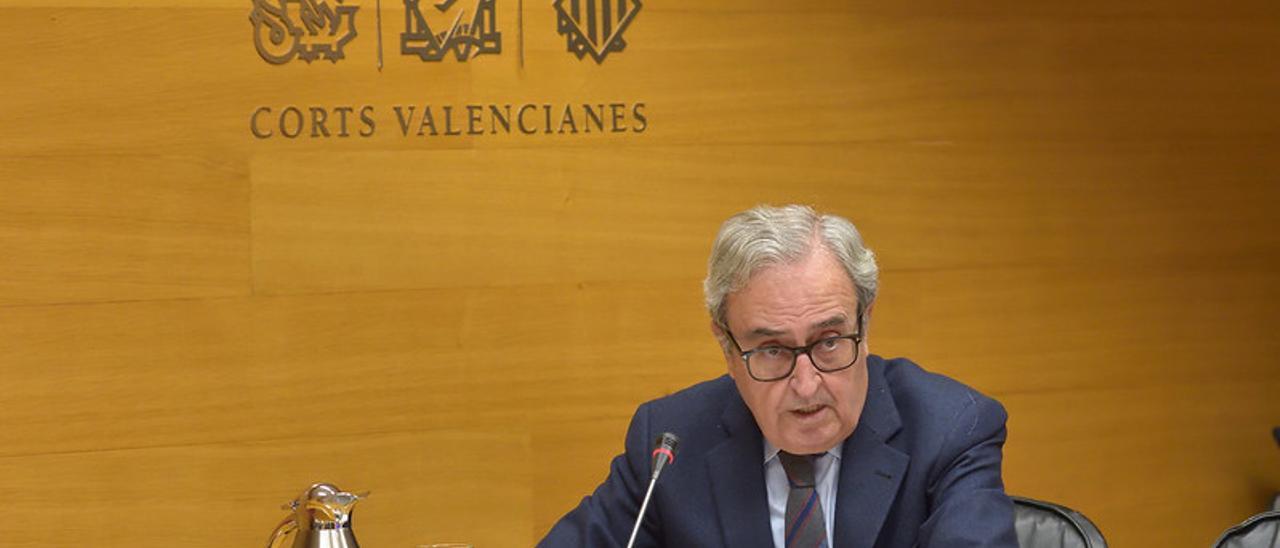 El director del Ivie, Francisco Pérez, esta mañana en la comisión de las Corts que investiga la deuda