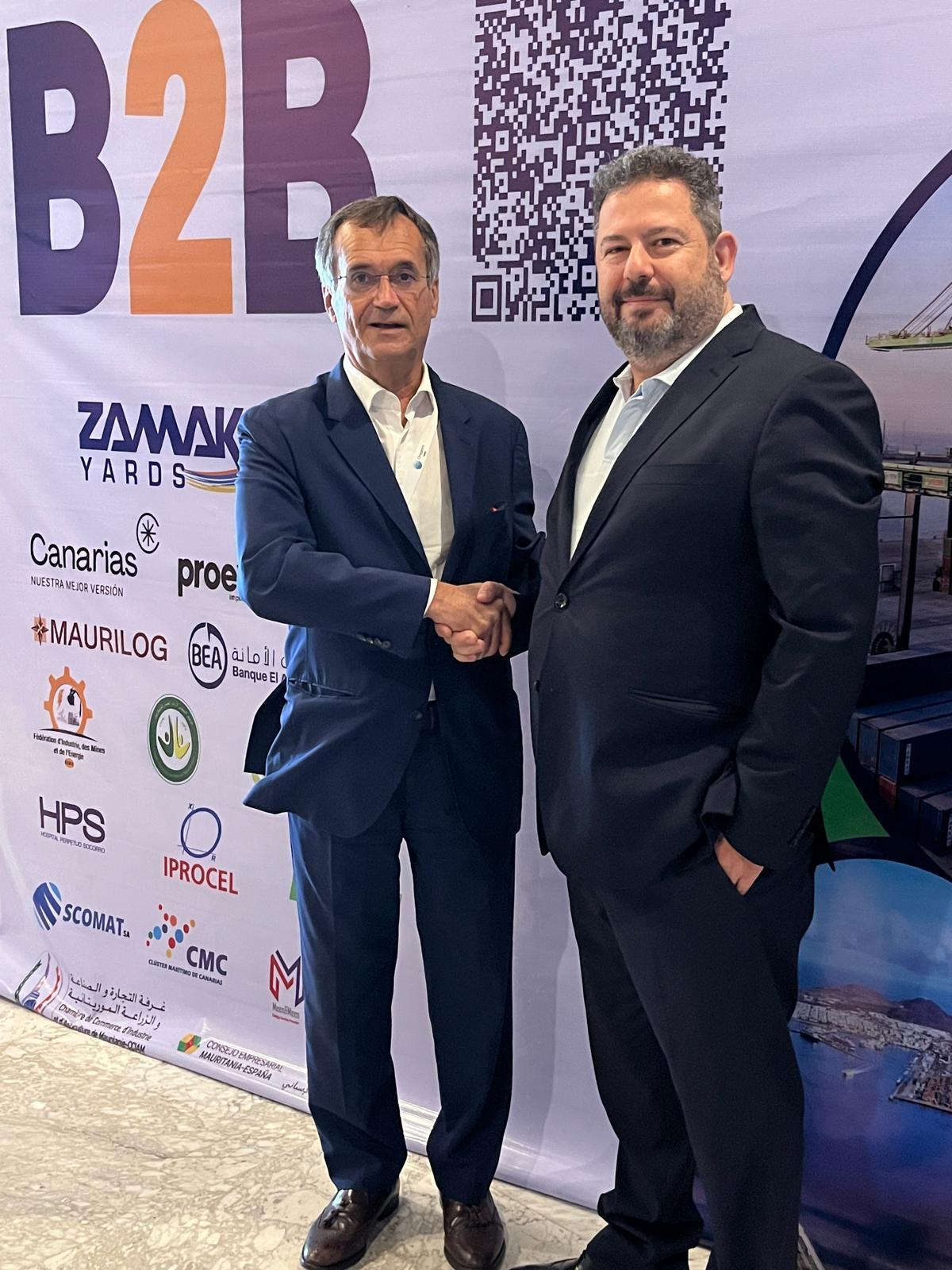 José Mayor, presidente de Oneport, y Guillermo Ramos, consejero de Zamakona.