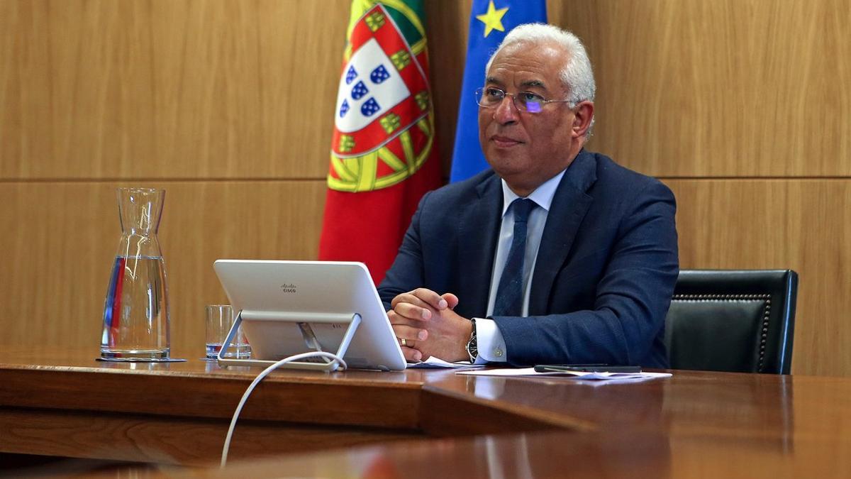 El primer ministro de Portugal, António Costa, asiste por videoconferencia al Consejo Europeo de este jueves pasado.
