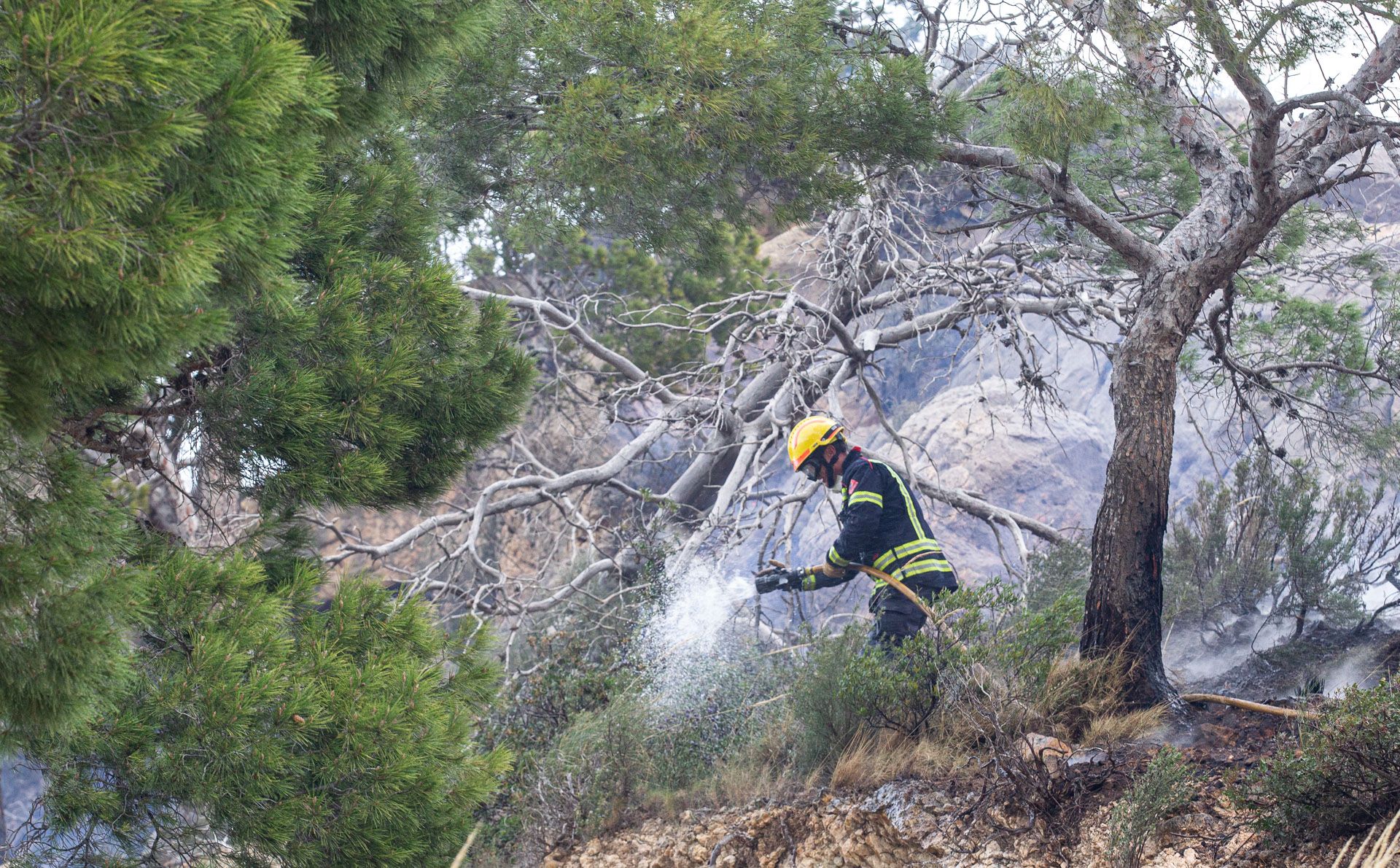 Decenas de vecinos desalojados por el incendio de Aigües