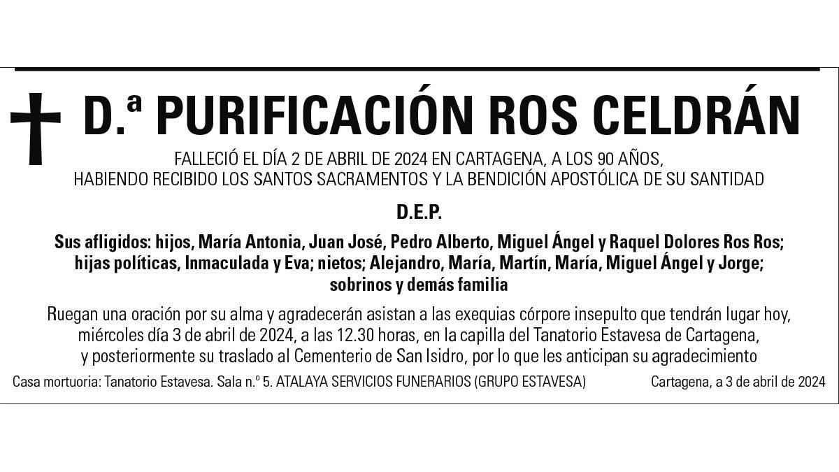 Dª Purificación Ros Celdrán