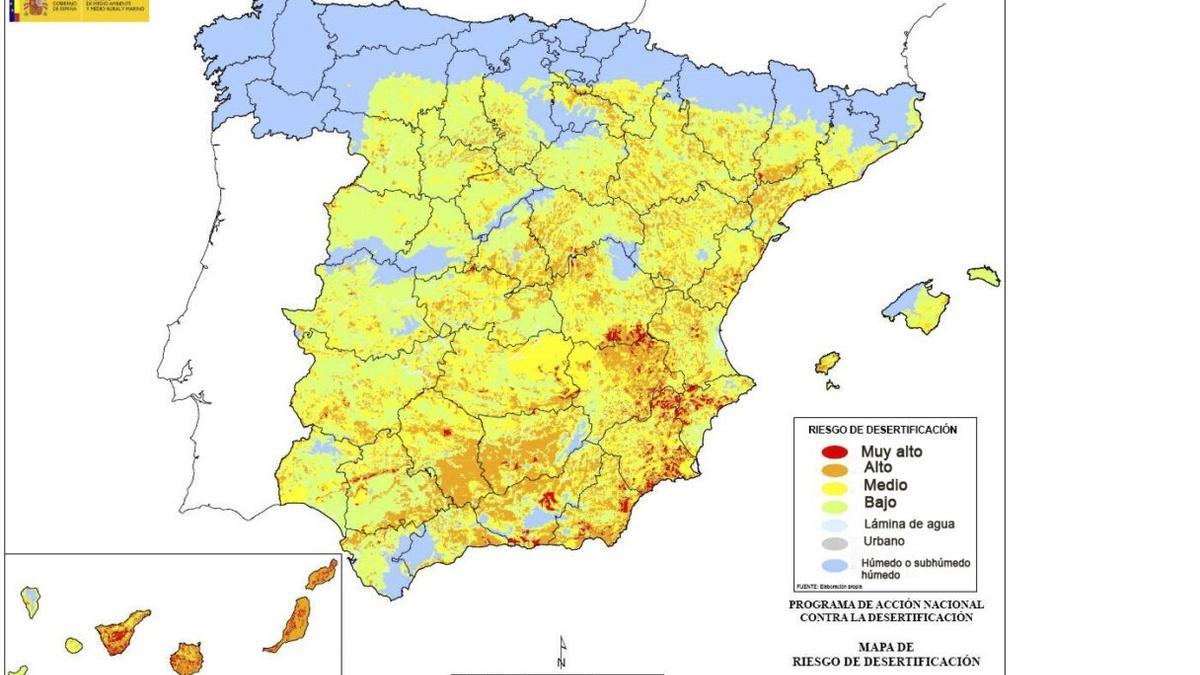 Mapa del riesgo de desertificación